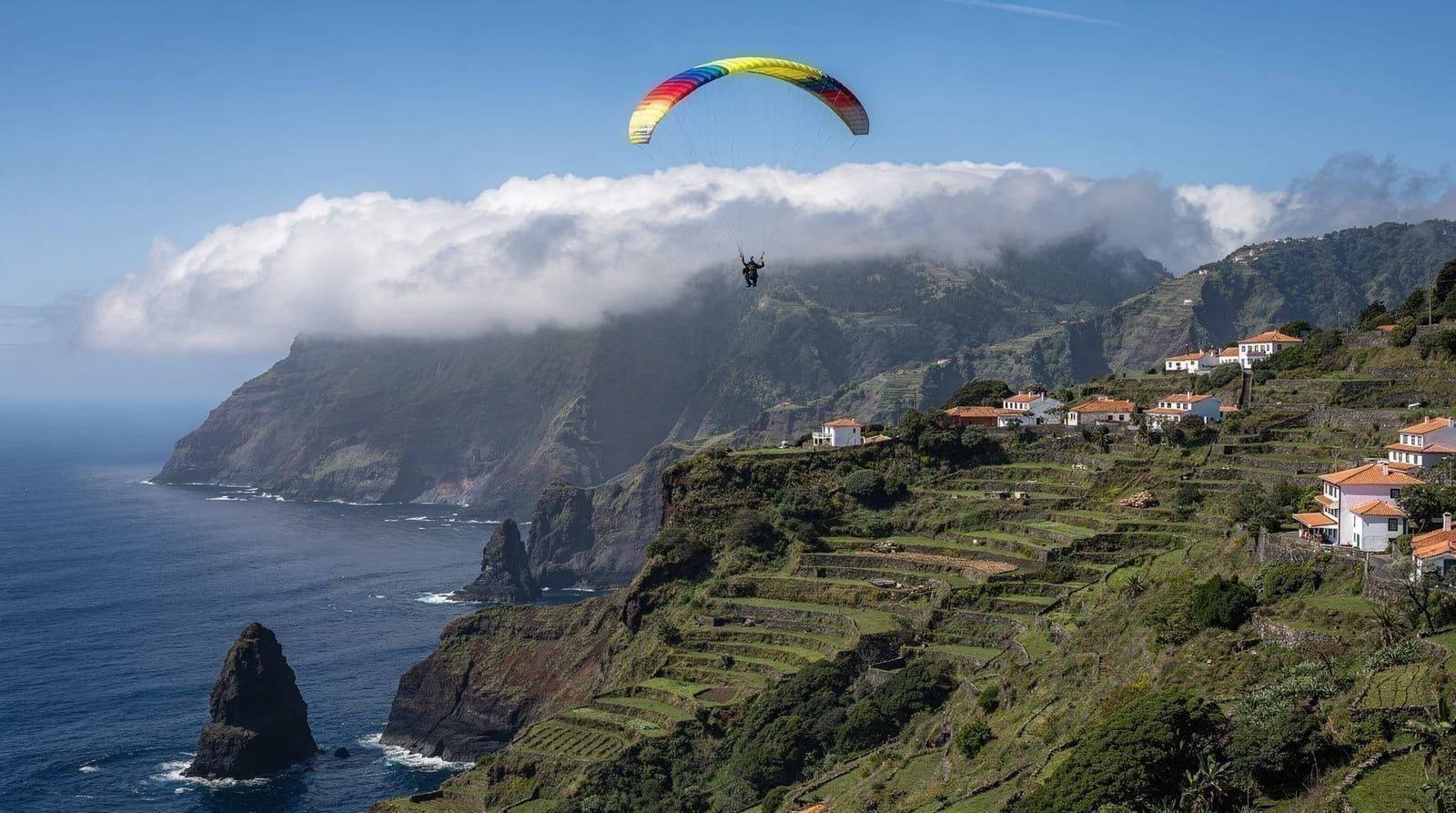 Paragliding in Madeira: Flying Over Arco de São Jorge